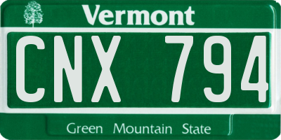 VT license plate CNX794