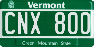 VT license plate CNX800