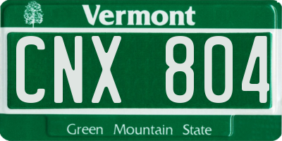 VT license plate CNX804