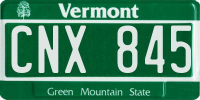 VT license plate CNX845