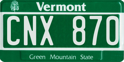 VT license plate CNX870