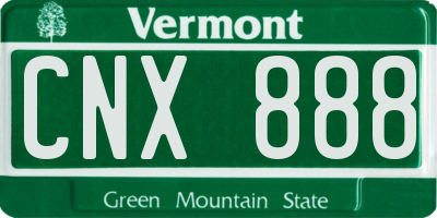VT license plate CNX888