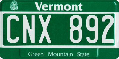 VT license plate CNX892