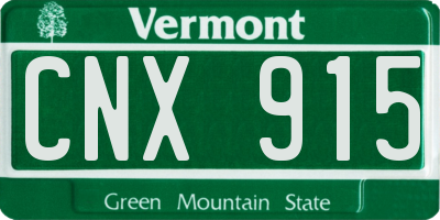 VT license plate CNX915