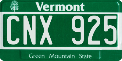 VT license plate CNX925