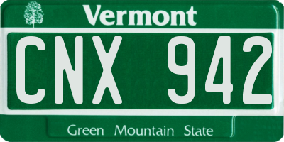 VT license plate CNX942