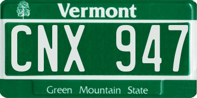 VT license plate CNX947