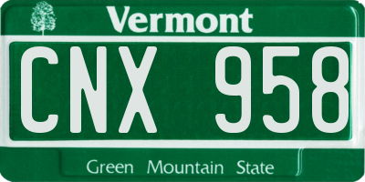 VT license plate CNX958