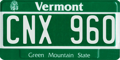 VT license plate CNX960
