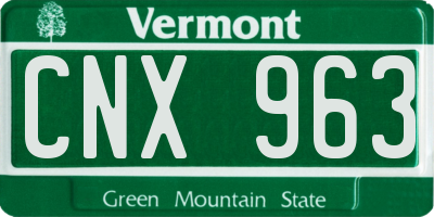 VT license plate CNX963