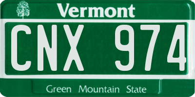 VT license plate CNX974