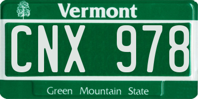 VT license plate CNX978