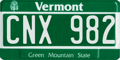 VT license plate CNX982