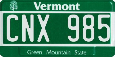 VT license plate CNX985