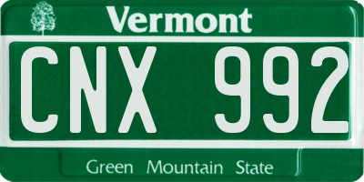 VT license plate CNX992