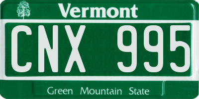 VT license plate CNX995