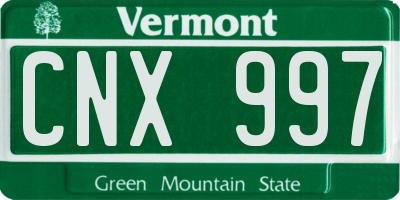 VT license plate CNX997