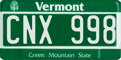 VT license plate CNX998