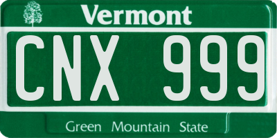 VT license plate CNX999