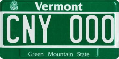 VT license plate CNY000