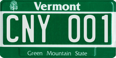 VT license plate CNY001