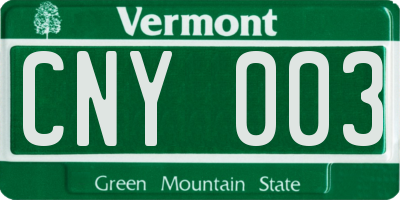 VT license plate CNY003