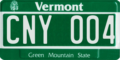 VT license plate CNY004