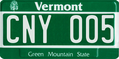 VT license plate CNY005