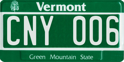 VT license plate CNY006