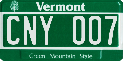 VT license plate CNY007