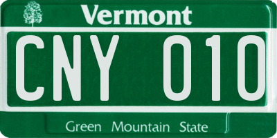 VT license plate CNY010