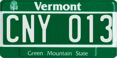 VT license plate CNY013