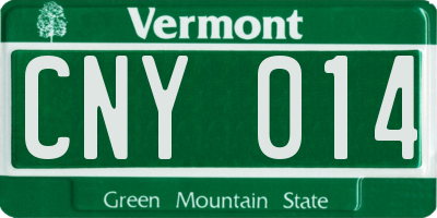 VT license plate CNY014