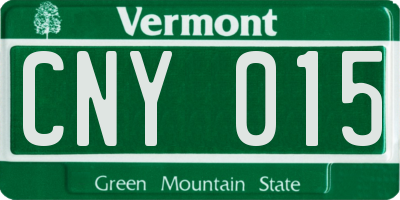 VT license plate CNY015