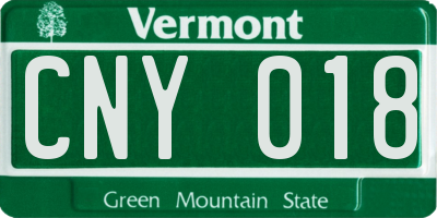 VT license plate CNY018
