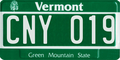 VT license plate CNY019