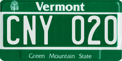 VT license plate CNY020
