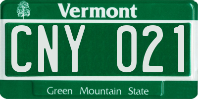 VT license plate CNY021