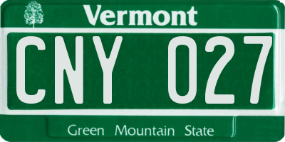 VT license plate CNY027