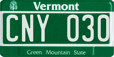 VT license plate CNY030