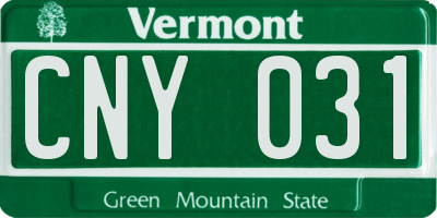 VT license plate CNY031