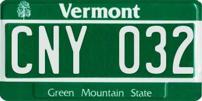 VT license plate CNY032