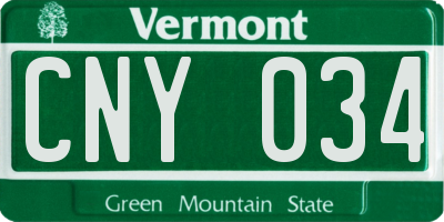 VT license plate CNY034