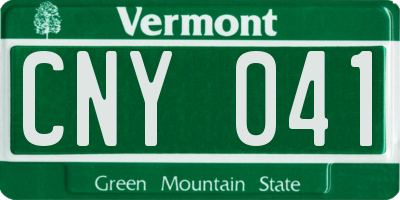 VT license plate CNY041