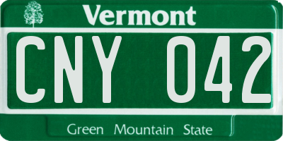 VT license plate CNY042