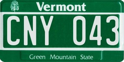 VT license plate CNY043