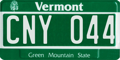 VT license plate CNY044