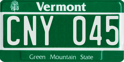 VT license plate CNY045