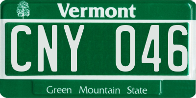 VT license plate CNY046