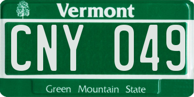 VT license plate CNY049